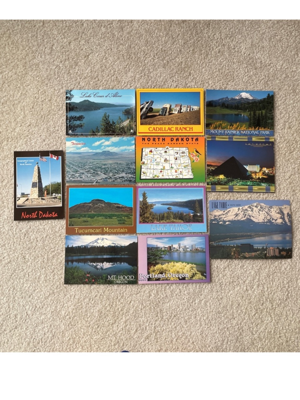 Lot 12 Color Postcards USA Las Vegas Lake Tahoe Oregon ND NM Idaho TX WA